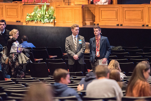 Students crowds before the devotional.