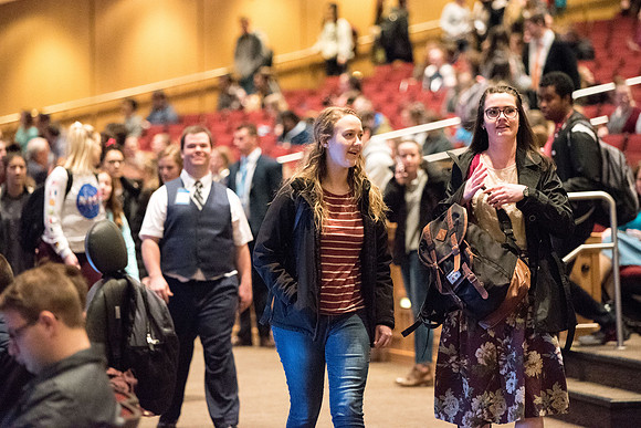 Students crowds before the devotional.