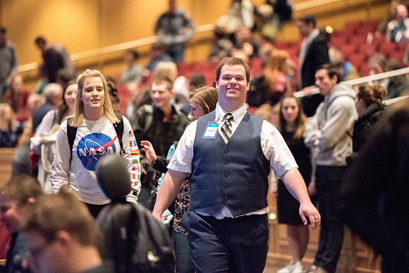 Students crowds before the devotional.