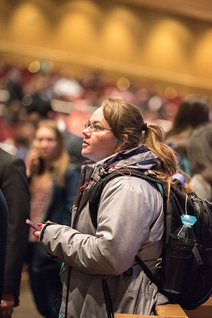 Students crowds before the devotional.