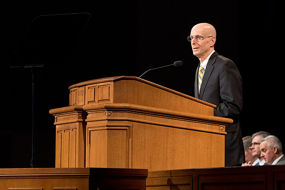President Eyring conducts the devotional.