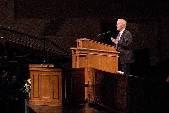 Elder Kevin S. Hamilton, General Authority Seventy, speaks at the devotional.
