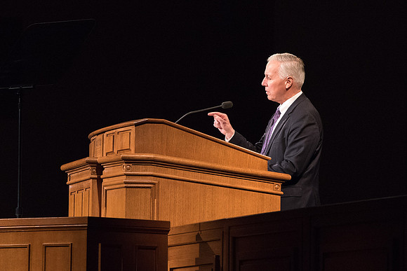 Elder Kevin S. Hamilton, General Authority Seventy, speaks at the devotional.