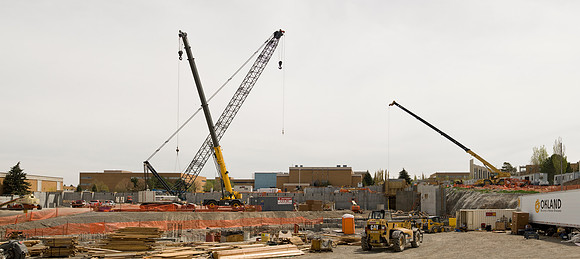 Construction on the Auditorium, later named the BYU-Idaho Center.