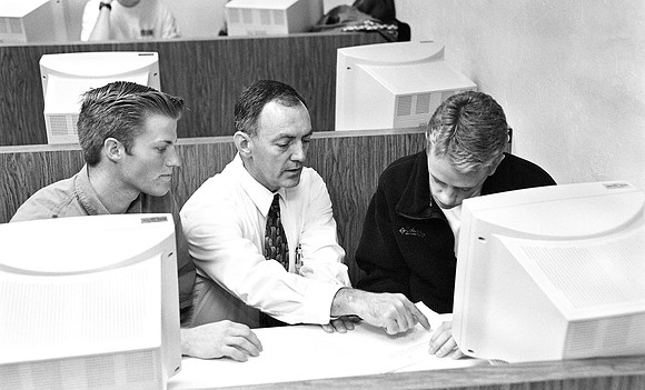 Students participating in an interactive class with BYU.