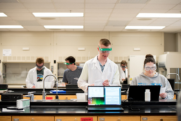 Hector Becerril, Chemistry Faculty, teaches the General Chemistry Lab.