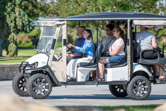 Admissions gives tour of campus on golf cart