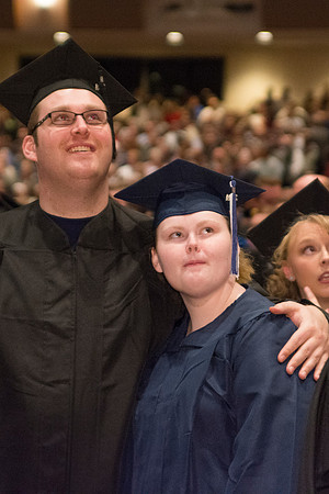 Students get ready for commencement ceremony to begin.