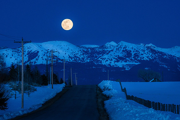 Supermoon over the Tetons, Mar 20, 2019
