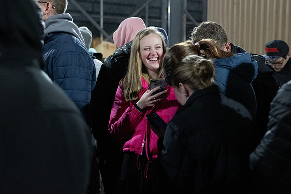 BYU-Idaho students participate in singing hymns under the stadium.