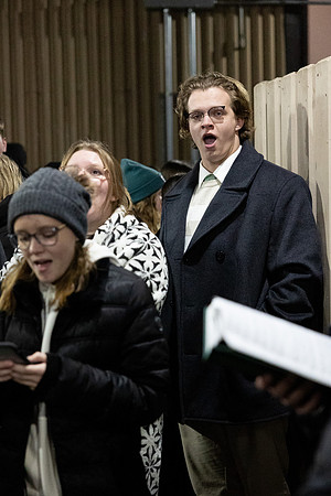 BYU-Idaho students participate in singing hymns under the stadium.