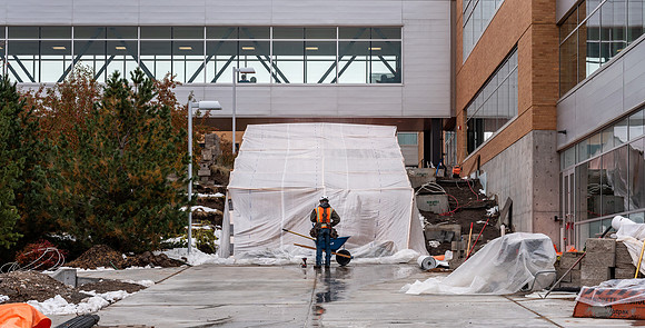 Stair construction at the north side of the MC.