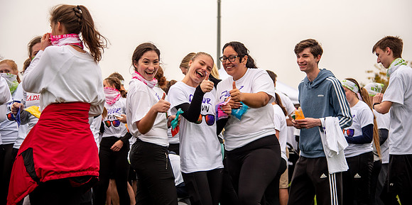 Students participating in the color fun run.