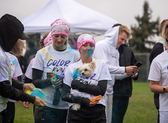 Students participating in the color fun run.