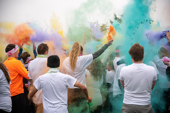 Students participating in the color fun run.