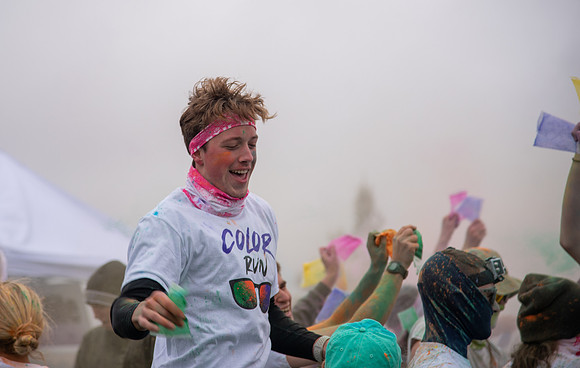 Students participating in the color fun run.