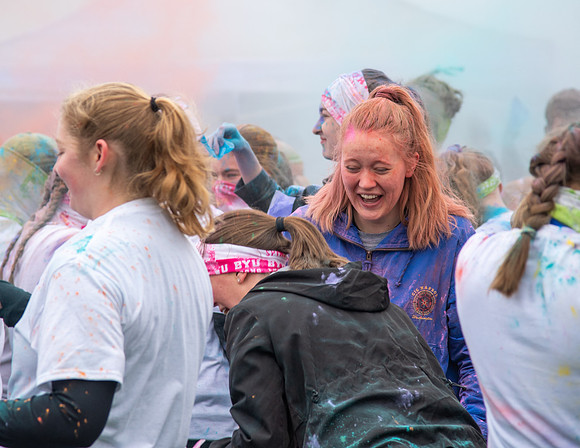 Students participating in the color fun run.
