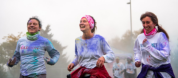 Students participating in the color fun run.