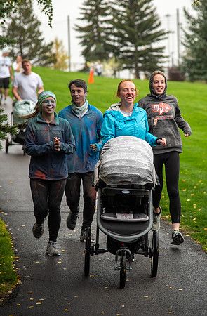 Students participating in the color fun run.