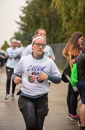 Students participating in the color fun run.