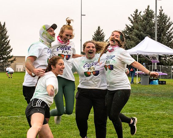 Students participating in the color fun run.