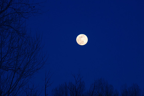 The third Supermoon of the year rising over the mountain tops. March 2019