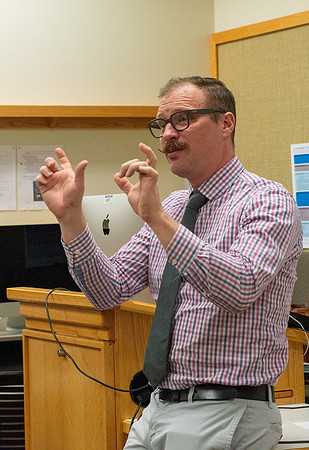 Joshua Abegglen teaching in the character animation class.