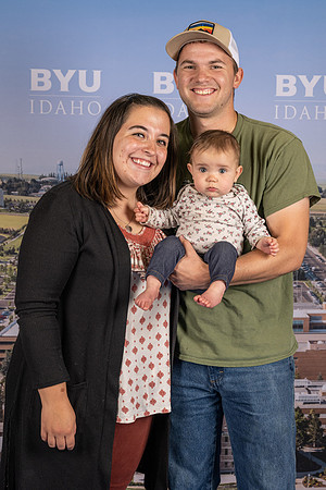 Portraits of parents and participants of the Baby race during BYU-Idaho spirit week.