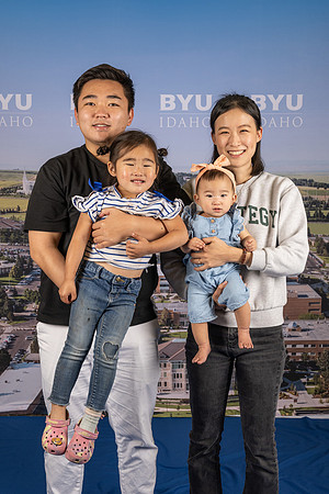 Portraits of parents and participants of the Baby race during BYU-Idaho spirit week.