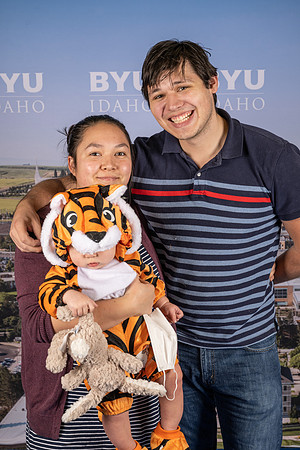 Portraits of parents and participants of the Baby race during BYU-Idaho spirit week.
