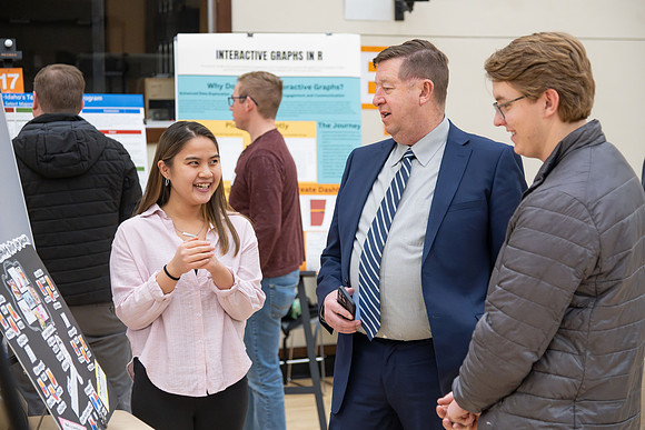 Students showcase their research over the semester at the Research and Creative Works Conference.