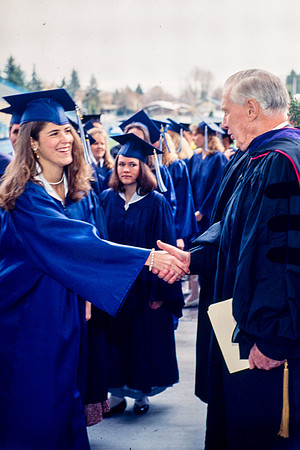 President Faust greets graduates
