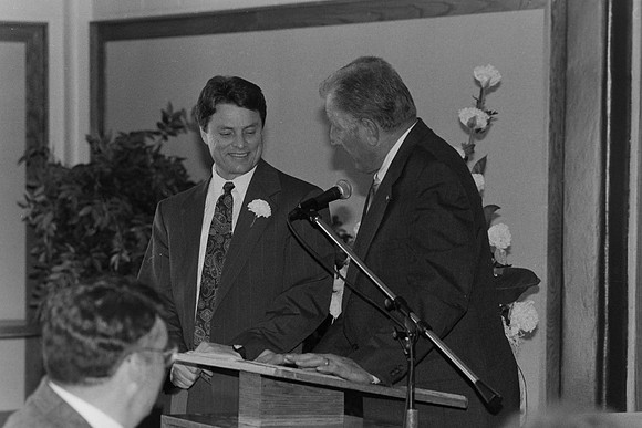Gary Brock recognizing Leon Parson
