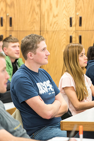 Students in a Civil Engineering class, Reinforced Concrete Design, are taught by Nathan Harris.