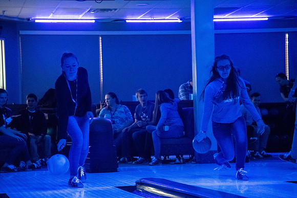 Brigham Young University - Idaho students gather on the First Friday after the start of the April 2019 semester. They participate in country and Latin dancing, performances, bowling, and other events