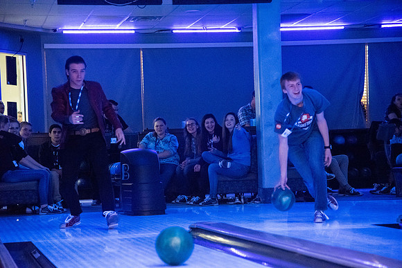 Brigham Young University - Idaho students gather on the First Friday after the start of the April 2019 semester. They participate in country and Latin dancing, performances, bowling, and other events