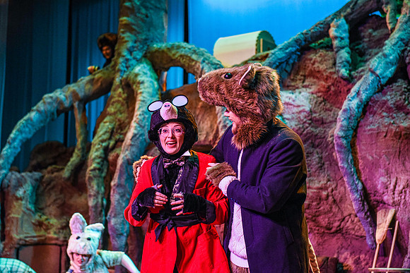 The theatre department's dress rehearsal of the Wind in the Willows in the Snow Drama Theatre.