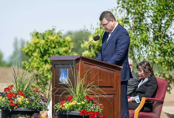 Teton River Temple Groundbreaking ceremony on a beautiful clear morning in North Rexburg, Idaho.