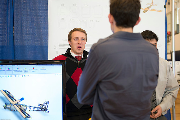 Students present their projects for the Student Research and Creative Works Conference.