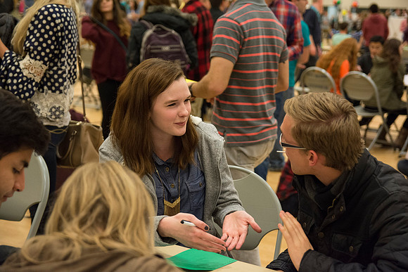Students do a variety of service activies together with their dates.