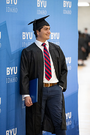 BYU-Idaho graduates gather in the I-Center to hear from Elder Carlos A. Godoy of the Seventy as he speaks at commencement.