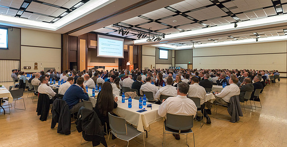 Faculty gather for a luncheon in the Manwaring Center Ballroom with Guest speaker, Dr David Yeager.