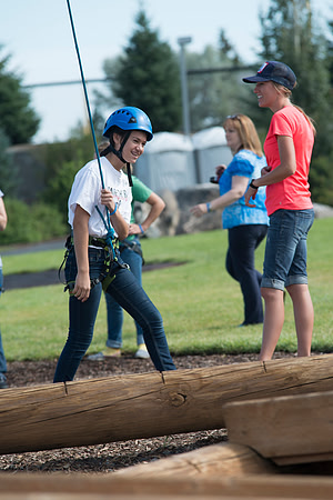 Youth high enjoy the Ropes Course class.