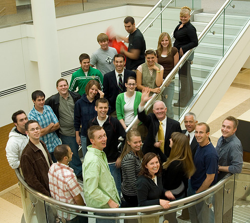 Clark, pictured with the KBYI radio students.