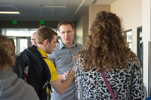 Students showcase their final senior projects for others to see.