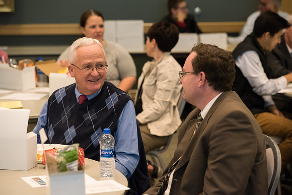 Faculty discussion hosted through the learning and teaching council about problem sloving strategies and interdisciplinary studies.