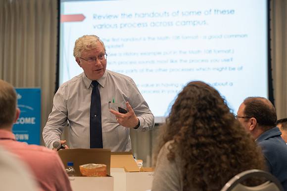 Faculty discussion hosted through the learning and teaching council about problem sloving strategies and interdisciplinary studies.