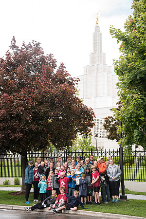 After braving the unpredictable Idaho weather in June, teams celebrate crossing the finish line near the Idaho Falls Temple in the annual temple to temple relay race.