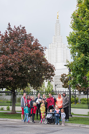 After braving the unpredictable Idaho weather in June, teams celebrate crossing the finish line near the Idaho Falls Temple in the annual temple to temple relay race.