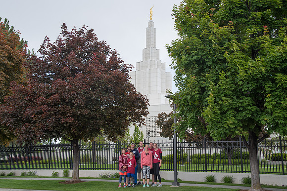 After braving the unpredictable Idaho weather in June, teams celebrate crossing the finish line near the Idaho Falls Temple in the annual temple to temple relay race.